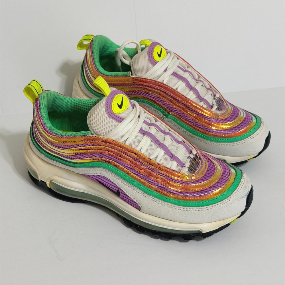 Nike Air Max 97 White Electro Green Fuchsia‎ Glow Sneakers Womens 7 Multicolor